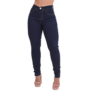 Calça Skinny Feminina C/ Elastano Jeans Modeladora Levanta Bumbum