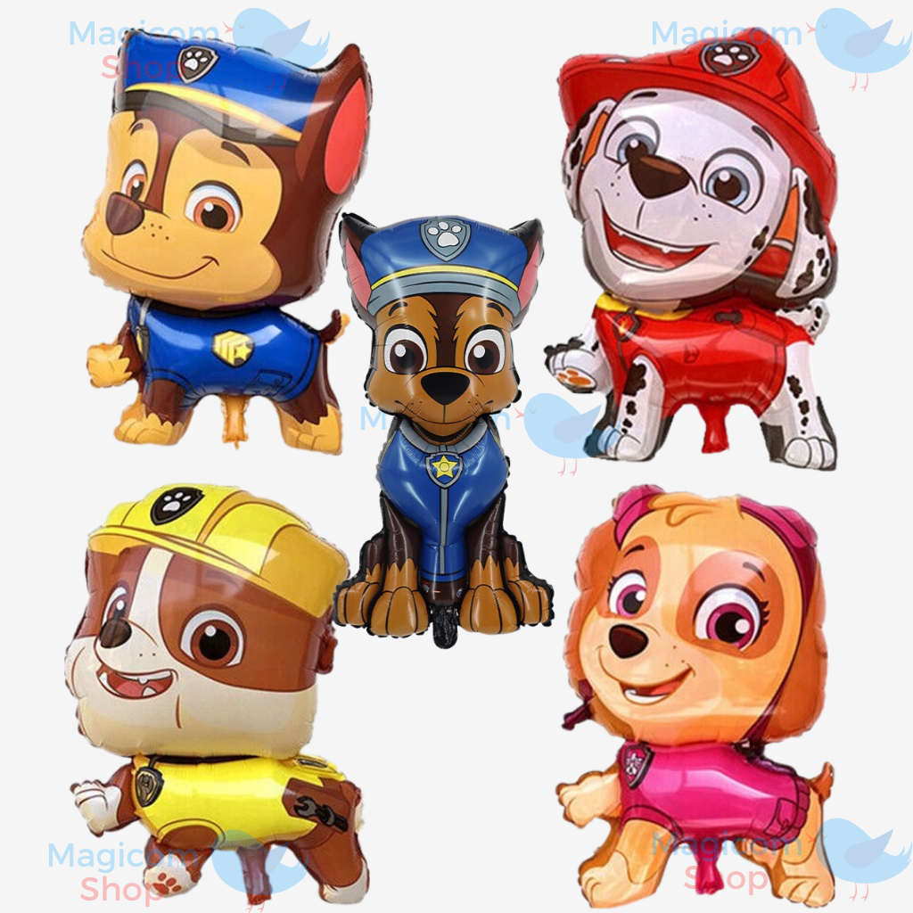 5 Balão Metalizado Patrulha Canina Gigante- Cão Chase Skye Marshall - Decoração Festa Aniversário