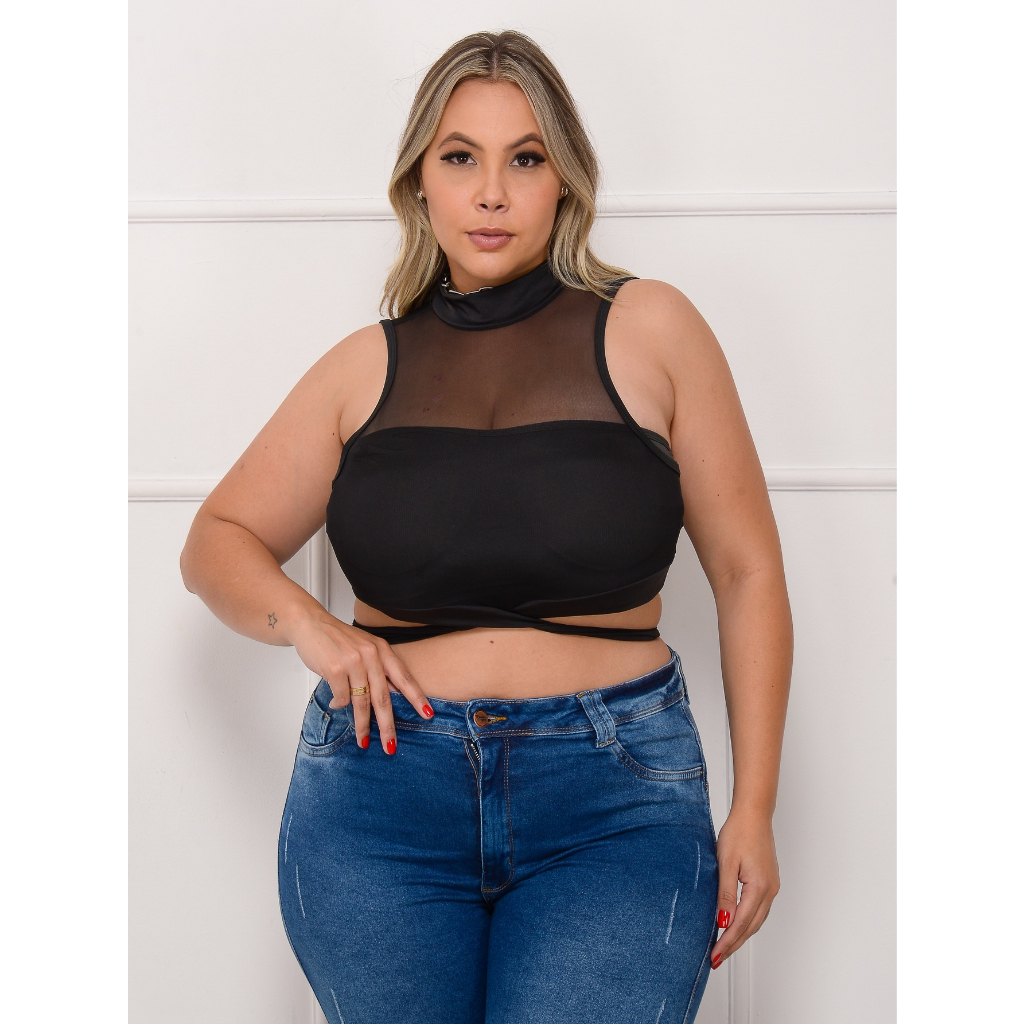 Top Blusa Tule Plus Size REF 14 em Oferta na Shopee