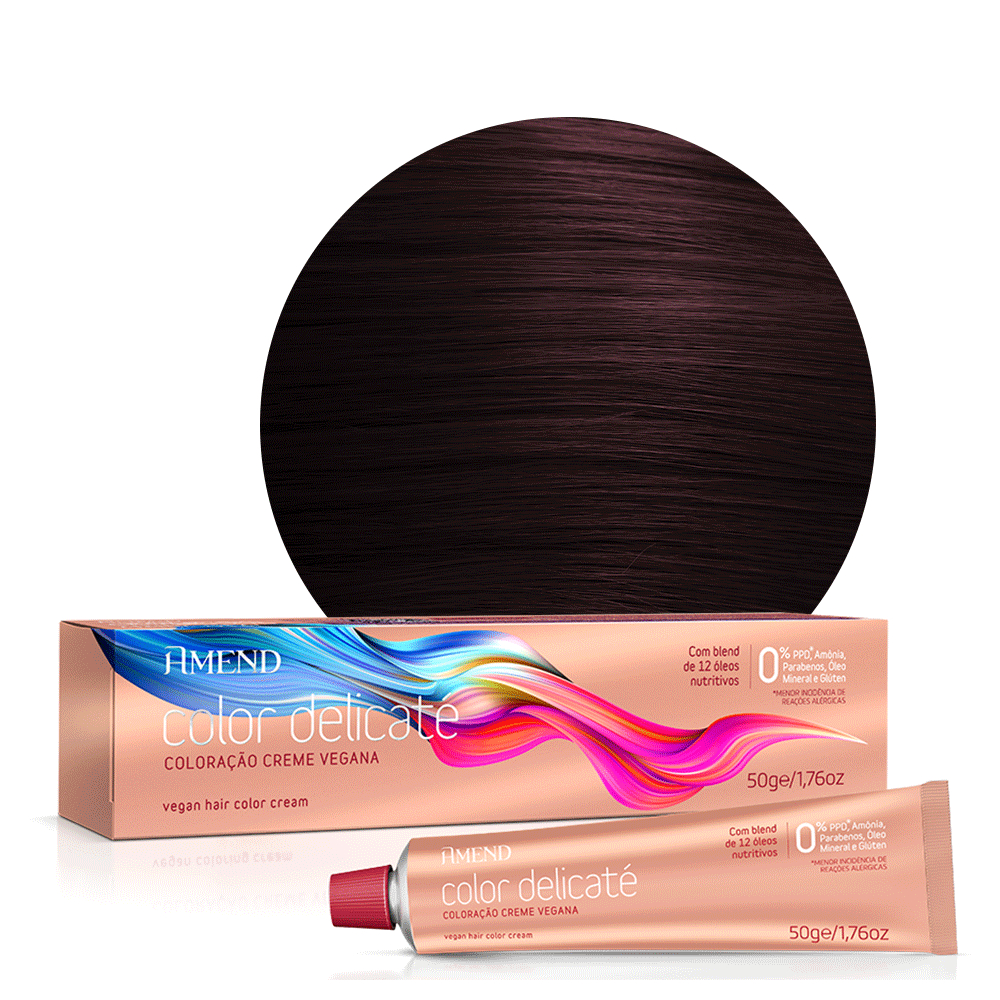 Amend Coloração Color Delicaté 4.62 Castanho Vermelho Irisado 50g