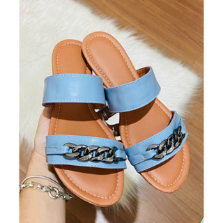 Rasteira Flat Corrente Sandalia Feminina 043