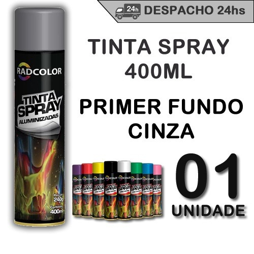 Primer Fundo Cinza  Aluminizadas Universal Cinza  Spray zarcão 400ml 240g Radcolor para metais e uso geral
