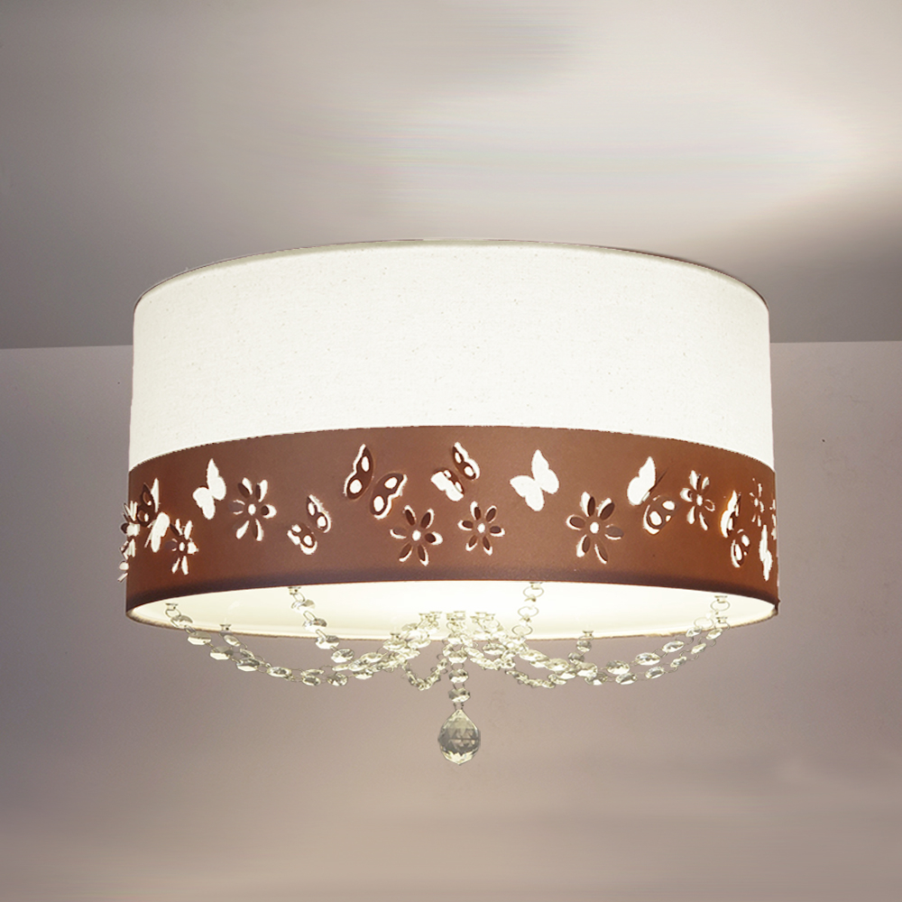 Luminária Infantil Plafon Faixa flores e Borboletas Branco30
