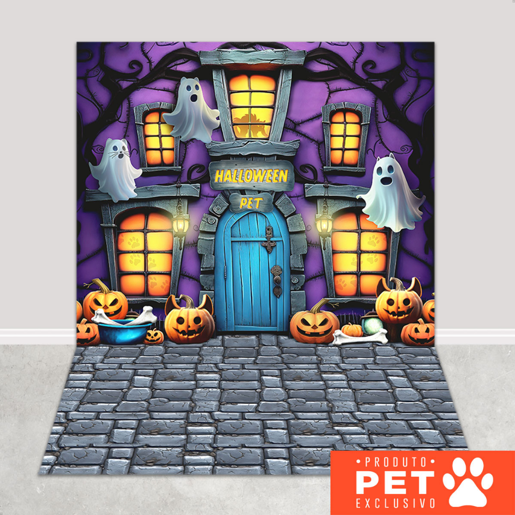 Fundo Fotográfico Pet Halloween Cenário Casa do Terror Painel Tecido Sublimado 1,20x1,70m - PET-120 em Oferta na Shopee
