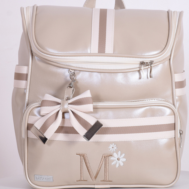 Mini Mochila Maternidade Menina Maria Flor Champanhe/Bege - 01 Peça