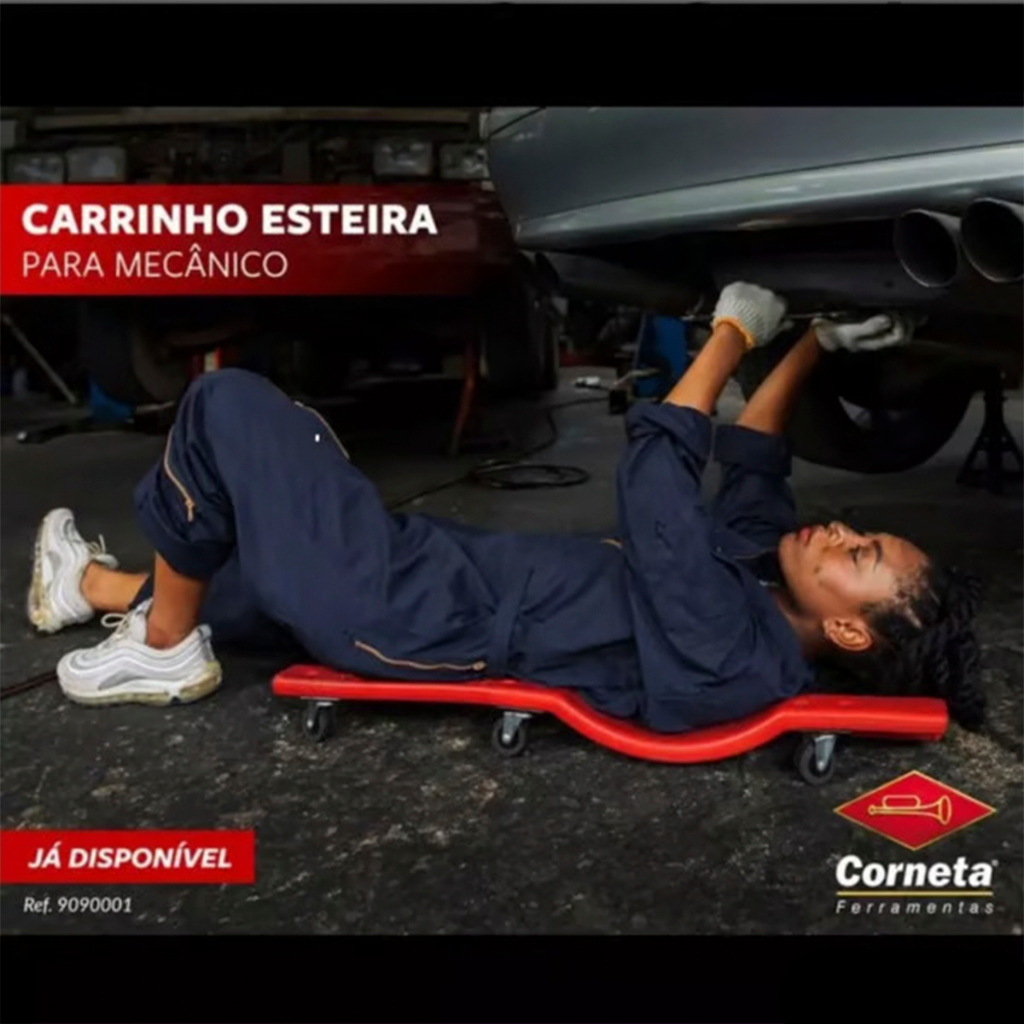 Carrinho Esteira para Mecanico com Encosto Suporta 130KG com 6 Rodizios - Corneta