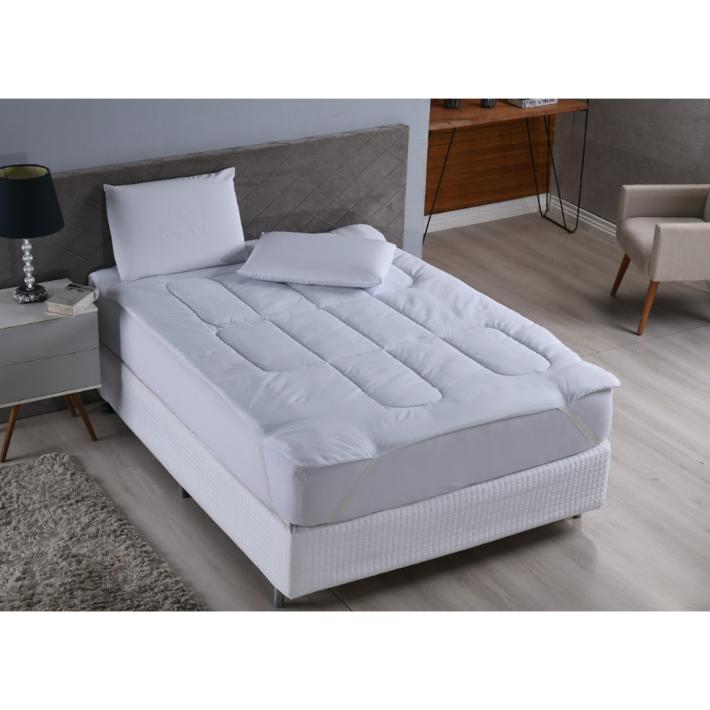 Pillow Top Casal Queen  400 Fios Micro Percal cobre a cama