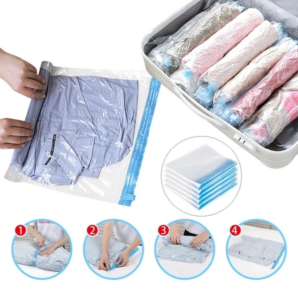 Conjunto Com 2 Saco A Vácuo cm Organizador Organizador Edredom Cobertor Roupa Multiuso Universal 40x60 Não Precisa De Bomba