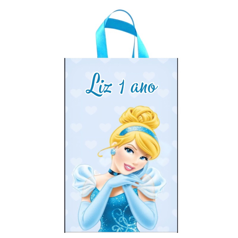 15 Sacolinhas Surpresa Personalizadas Tema Cinderela Tamanho 16x4x10