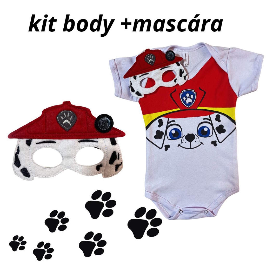 fantasia Body bebe patrulha canina 100% algodão/Body mesversario ursinho pool/kit fantasia/kit COM MASCARA/super Heróis