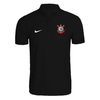 Camiseta Polo Piquet Time do P0v0 Bordado Modelo SCCP Esportivo Masculina Confortável
