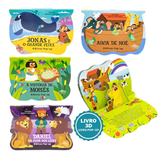 Livro Infantil Biblico Histórias da Biblia para Criança Arca de Nóe Livro 3d Livro Interativo em Oferta na Shopee