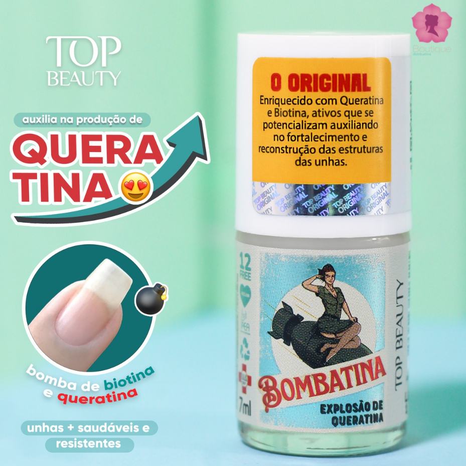 Base Bombatina Biotina e Queratina 12 Free Sos Unhas Top Beauty em Oferta na Shopee