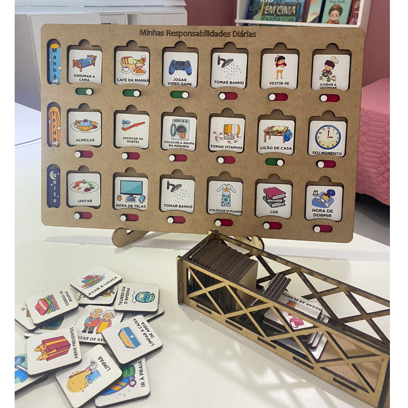 Quadro de Atividades 63 Peças Educativo Rotina Infantil em Oferta na Shopee