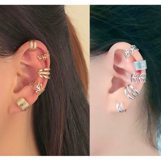 Kit 5 Brincos Pressão Piercing Fake Falso de Orelha Dourado e Prata (SHB4)