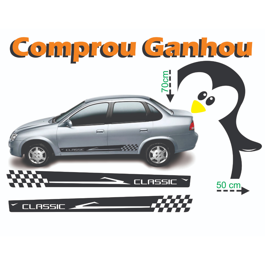 kit Adesivos Faixa Lateral Corsa Classic 2 e 4 Portas Serve Corsa Hatch ou Sedan