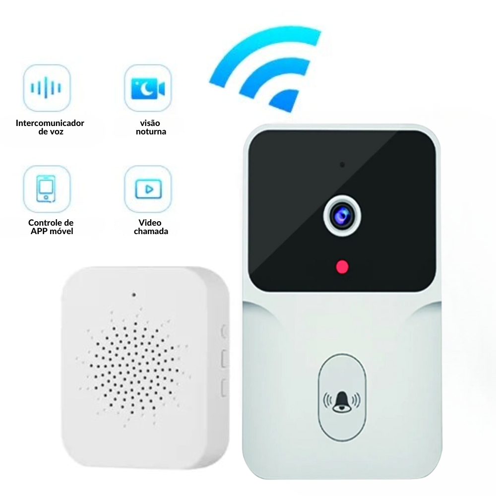 Campainha Inteligente M8 Com Interfone e Câmera HD Visão Noturna Sem Fio com Wi-fi Monitoramento Domestico Tuya