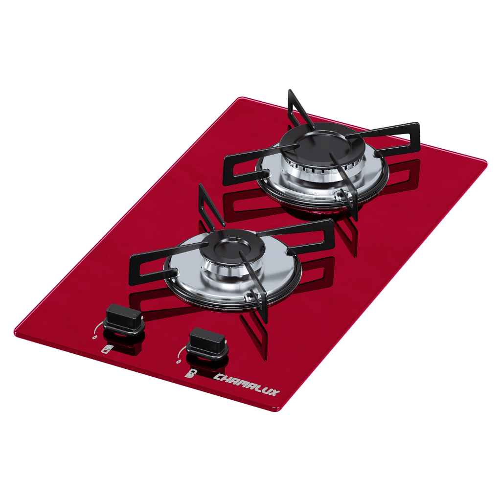 FOGÃO COOKTOP CHAMALUX 2 BOCAS ULTRA CHAMA VERMELHO