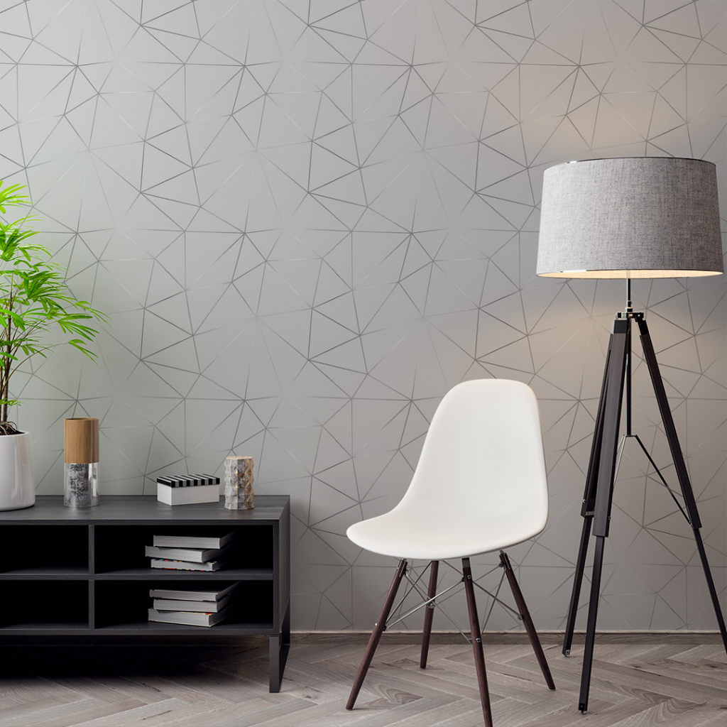 Papel de Parede Adesivo Zara Storm Cinza Gray Degrade Efeito Brilhante Adesivo Lavável - Pro Decor
