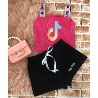 conjunto menina rosa Short e blusa feminino 2 a 10 anos