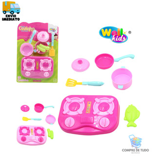 Kit Cozinha Infantil Com Fogão + Panela e Acessórios Minha Cozinha Dos Sonhos 6 Peças