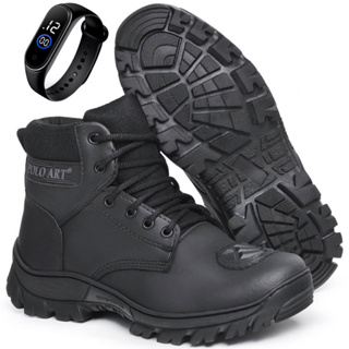 Bota Motoqueiro Militar Coturno Motociclista + Relógio Protetor de Marcha e Bico Reforçado Conforto Premium em Oferta na Shopee