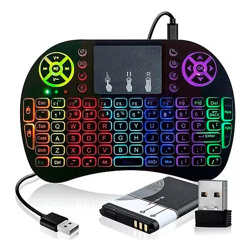 Mini Teclado Wireless Keyboard com Touchpad Com Led Usb Android Console e Tv