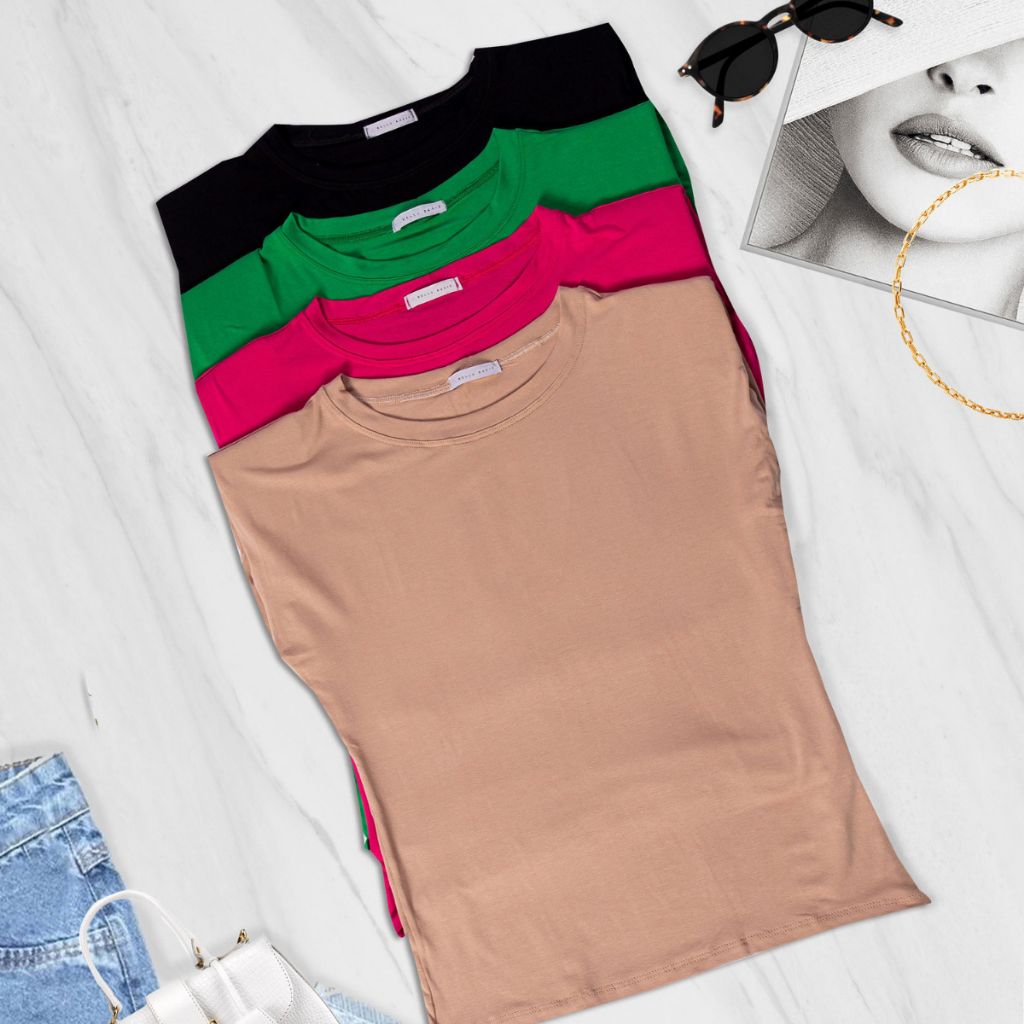 Kit 4 Blusas Femininas Elegante Social para Trabalhar Muscle Tee com Ombreira Moda Tendência Atacado Verão Viscolycra em Oferta na Shopee