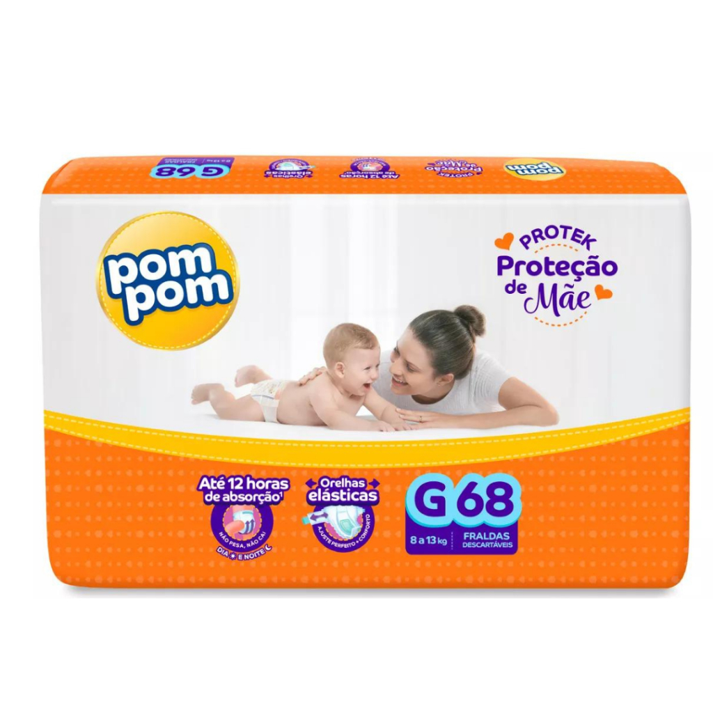 Fralda Pom Pom Derma Protek Proteção De Mãe (8a13 KG) G-68 Tiras