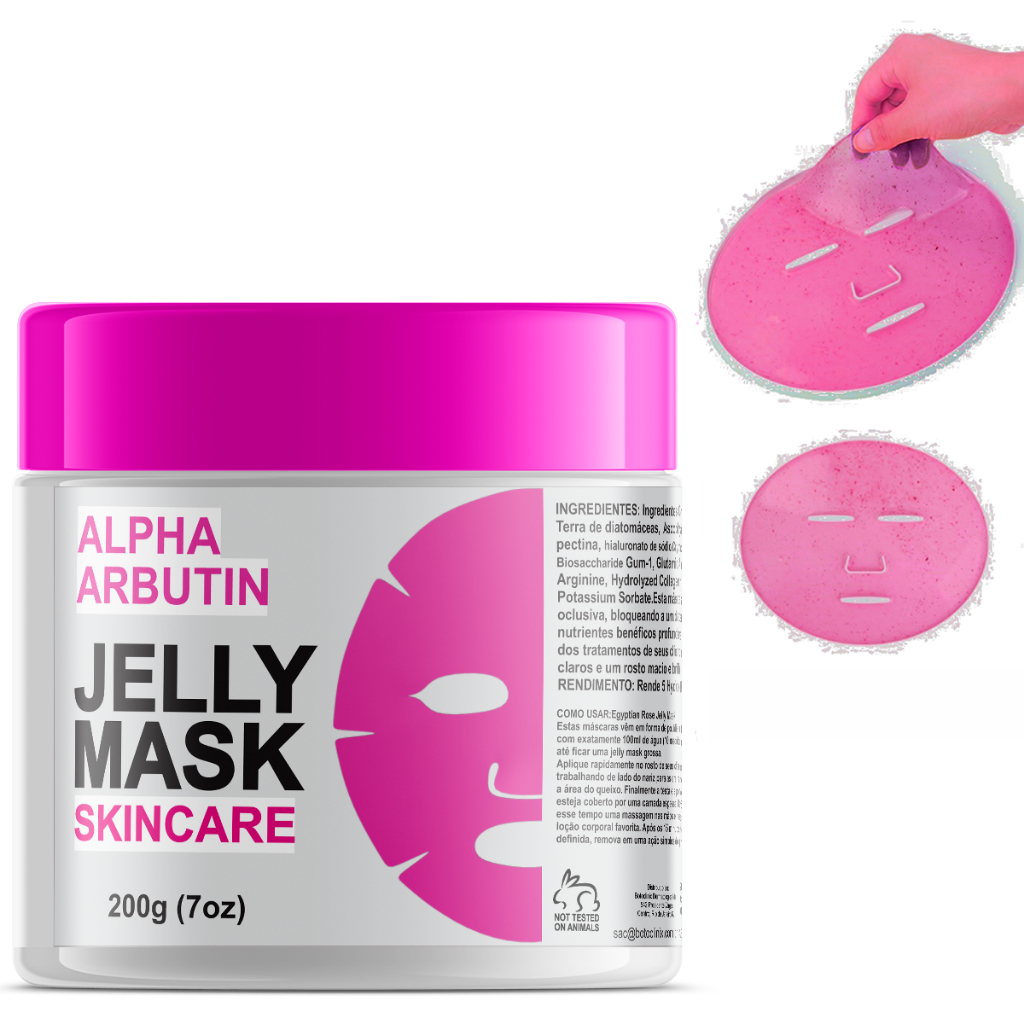 Máscara facial Jelly mask em Pó de Alpha Arbutin pós-depilação,Efeito bactericida, cicatrizante