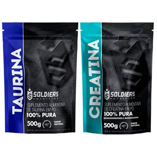 Kit: Creatina Monohidratada 500g + Taurina 500g - 100% Pura Importada - Soldiers Nutrition