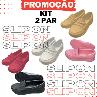 Kit 2 Sapato Feminino Ortopedico Slip On Leve Promoçao