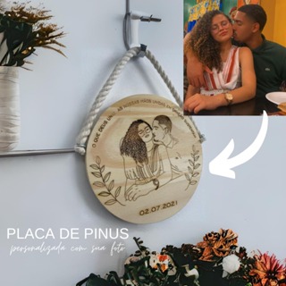 Placa de Madeira Pinus Personalizada Com Sua Foto em Oferta na Shopee