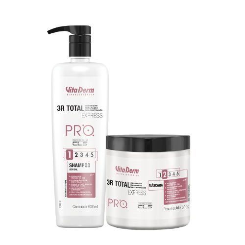 KIT SHAMPOO 600ml + MÁSCARA 3R TOTAL 500g