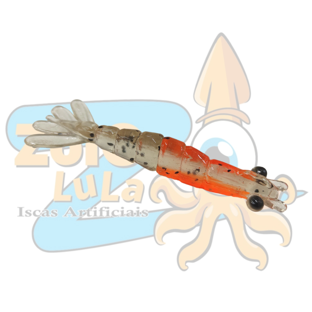 Kit Camarão Artificial Ovado com Jig head. Com Ova 3D - 5 unidades camarão + 5 unidades Jig Head.