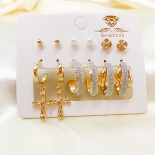 Conjunto Elegante Brinco Com Argola De Ouro Coração Borboleta Brincos De Pérola Para Mulheres Joias Acessórios