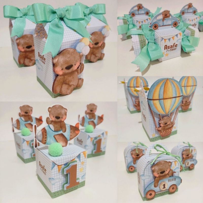 Kit personalizado infantil Ursinho Baloeiro ( kit de 5 peças por modelo)