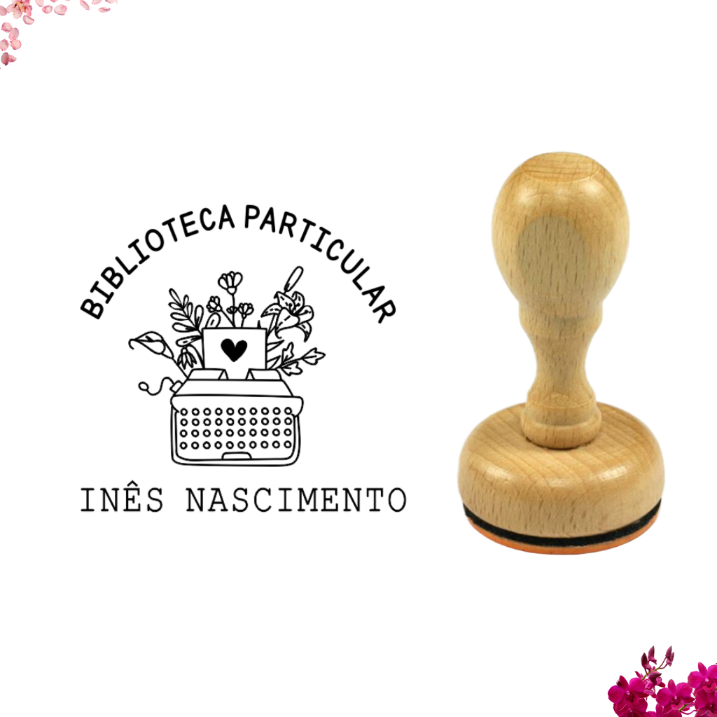 Carimbo personalizado para livros | Biblioteca  | Máquina de escrever | From the library | Acervo em Oferta na Shopee
