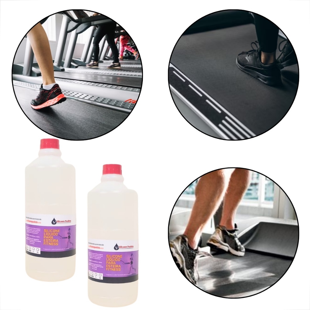 Kit 2 Silicone Para Esteira Ergonometrica Profissional Elétrica 1 litro Óleo Lubrificante Academia 1L Academia