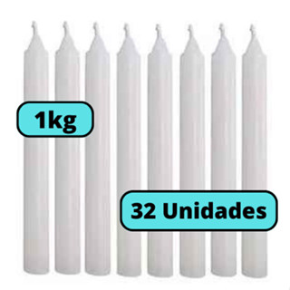 Kit Vela Palito Branca Parafina Pura (17cm X 1,7cm) 1kg - 32 Unidades