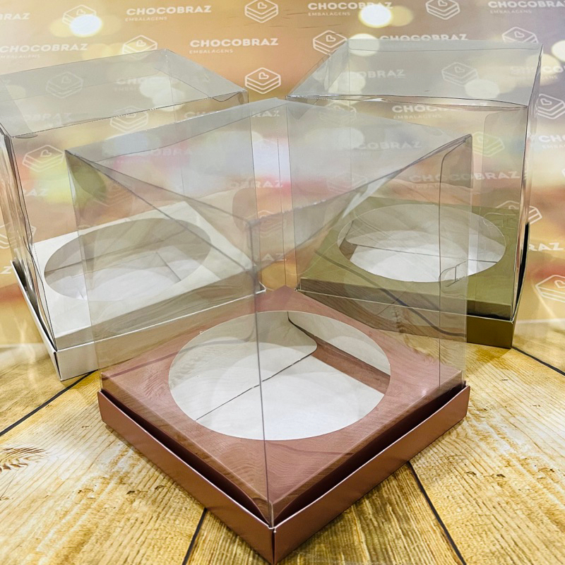 5 CAIXAS PARA PANETO MINI BOLO COM TAMPA ACETATO 16x16x16