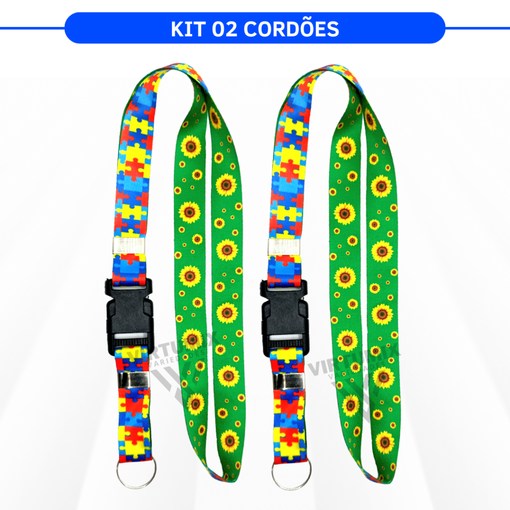 Kit 02 Cordões Autismo Dupla Face Girassol com Engate em Oferta na Shopee