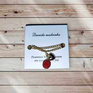 Pulseira folheada cor vermelho para madrinhas