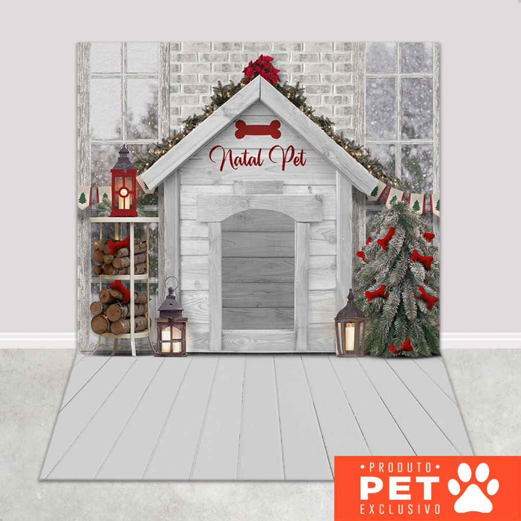 Fundo Fotográfico Pet Natal Casa Em Tecido 1,20x1,70m - PET-124