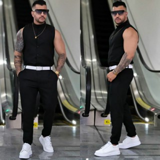 Conjunto Colete e Calça Linho Masculino Natal Ano Novo Regata Slim Fit Esporte Fino