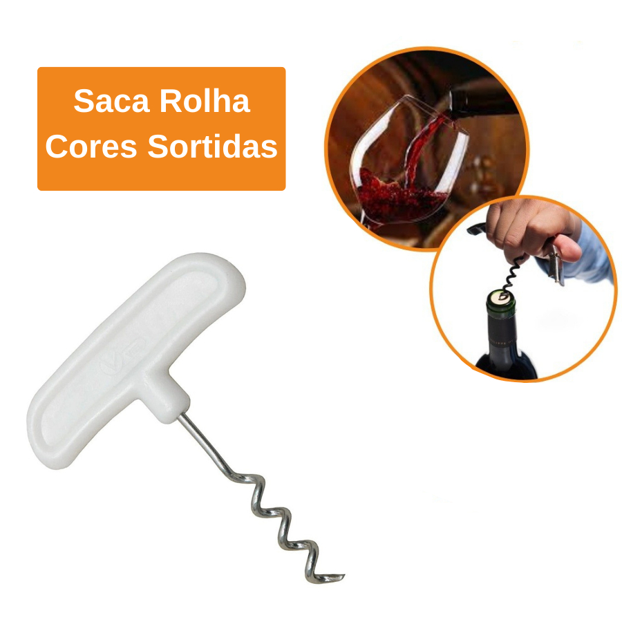 Saca Rolha Abridor de Garrafa de Vinho c/ 1 Unidade - Cores Sortidas - G. Pauli
