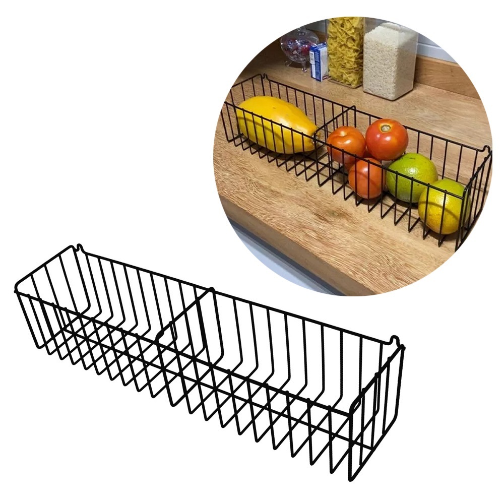 Cesto Multiuso Organizador 47cm com Divisória Aramado Fruteira de Parede Modelo N06 em Oferta na Shopee