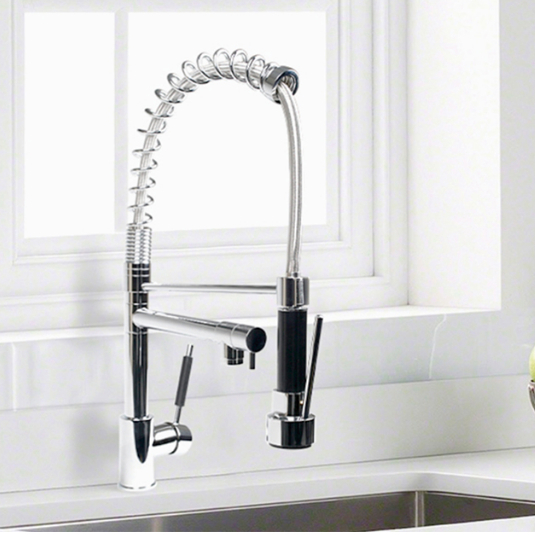Torneira Cozinha Gourmet Monocomando De Mesa Bancada Flexível Alta Duas Saídas Luxo Premium Cromada