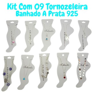 Reposição de tornozeleira no Prata kit com 09 linda peças bem variado e com Garantia de 1 ano