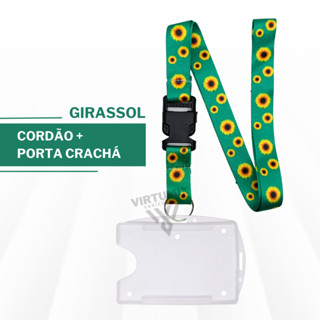 Kit Cordão Girassol Doenças Ocultas com Porta Crachá Horizontal e Vertical Transparente Autista